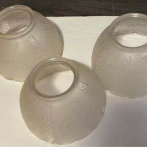 EUC Set of 3 Vintage Frosted Glass ceiling fan globe covers with Floral Design.